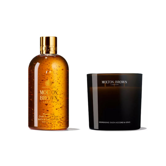 Mesmerising Oudh Accord & Gold Signature Candle & Shower Gel Gift Set
